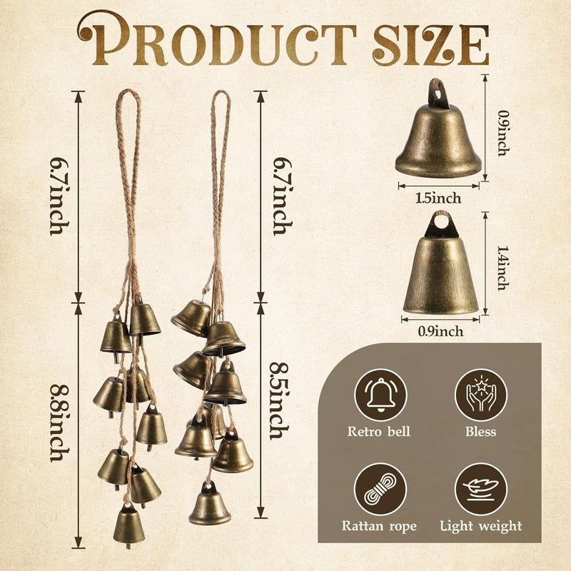 Ausicfen 2 Pack Witch Bells for Door Knob Protection Outdoor Bells Hanging Bells for Door knob Witches Bells Magic Wind Chimes for Home Protection Witch Bells Kit (Two Styles) - Image 2
